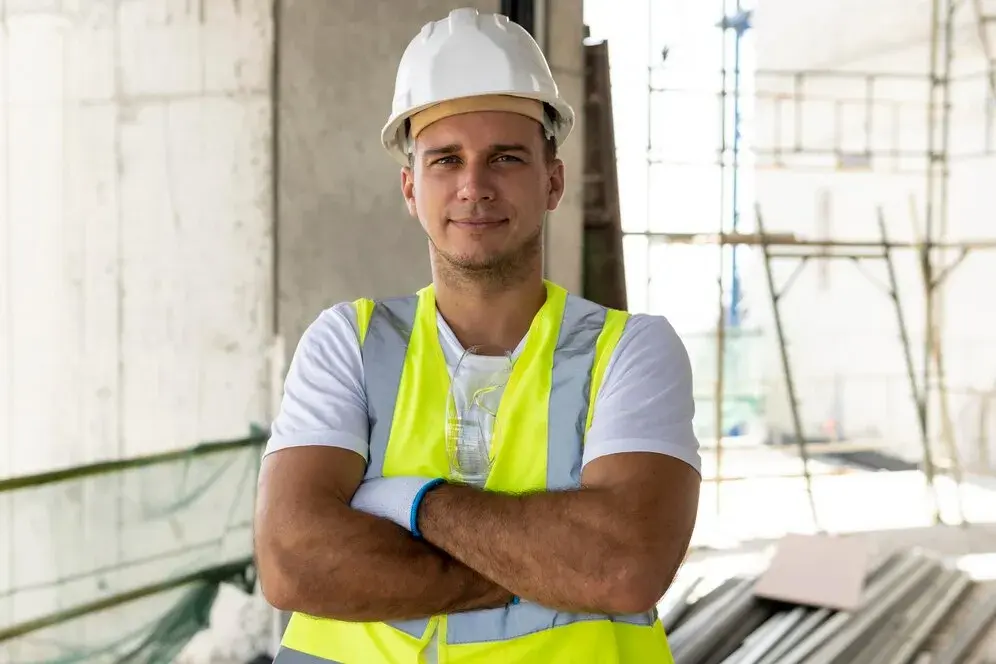 Expert Patrimoine BRA Expert de la rénovation, professionnel du BTP en tenue de travail